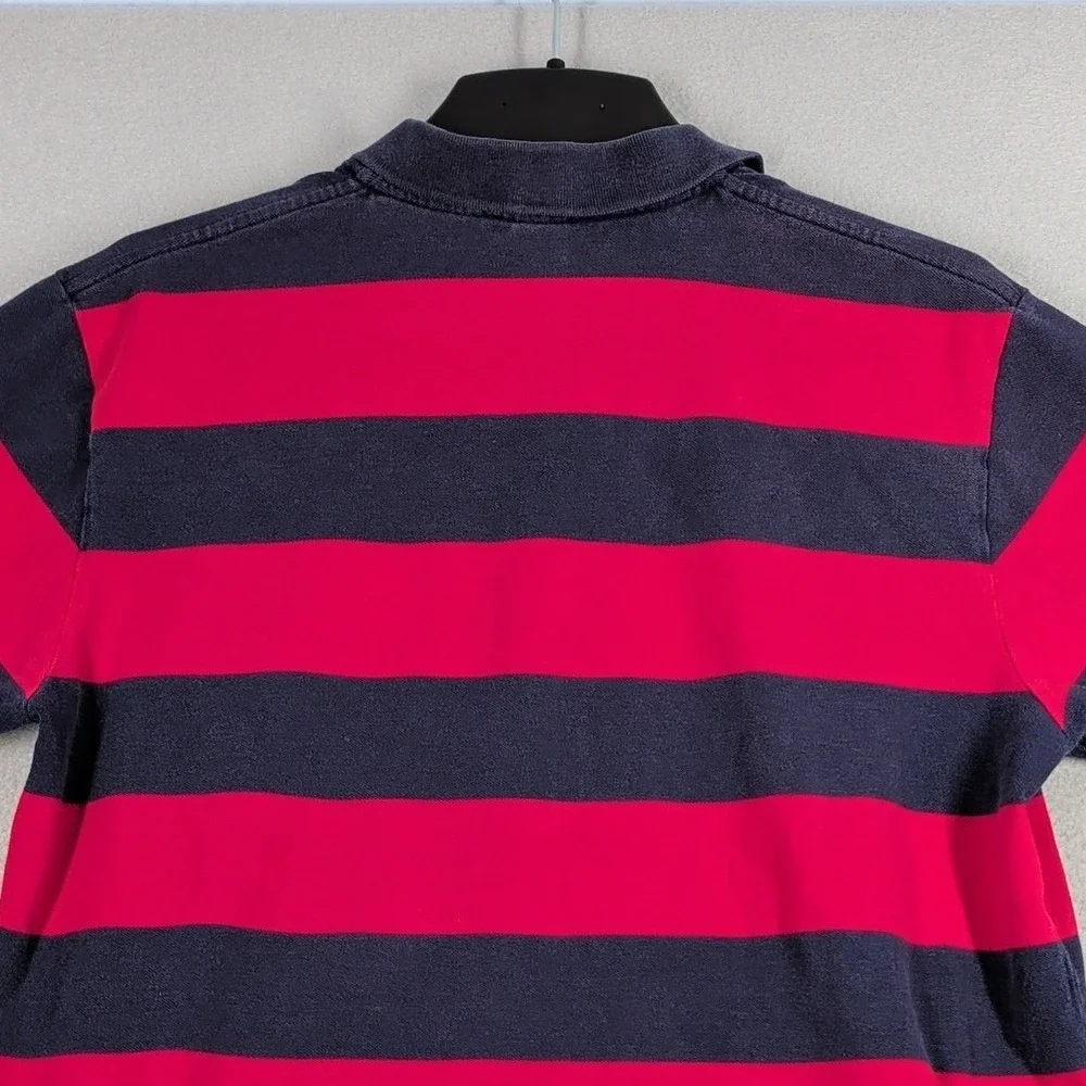 Polo Ralph Lauren Polo Shirt Mens‎ XL Red Navy Blue Striped Cotton Short Sleeve